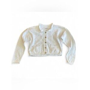 Erik Stewart White Cotton Button-Up Cropped Cardigan 2/Small